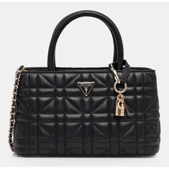 τσάντα guess edita χρώμα μαύρο, hwqg96 25060 δερμάτινη
