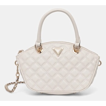 τσάντα guess giully χρώμα άσπρο, hwqg87 48760 δερμάτινη