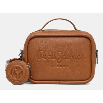 τσάντα pepe jeans bassy main χρώμα καφέ, pl031637 κύριο