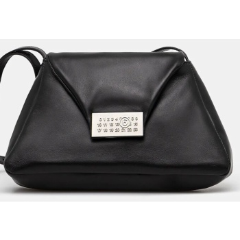 δερμάτινη τσάντα mm6 maison margiela χρώμα μαύρο