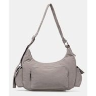 τσάντα samsoe samsoe saamelie χρώμα: γκρι, f25100097 υφαντικό υλικό