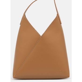 δερμάτινη τσάντα mm6 maison margiela χρώμα καφέ, sb6zh0019