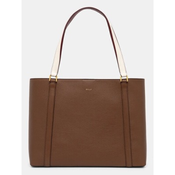 δερμάτινη τσάντα bally χρώμα καφέ, wae03w φυσικό δέρμα