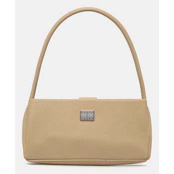 τσάντα tommy jeans χρώμα πράσινο, aw0aw17295 100%