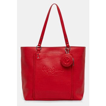 τσάντα pepe jeans bellamie main χρώμα κόκκινο, pl031626