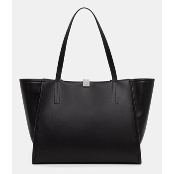δερμάτινη τσάντα calvin klein χρώμα μαύρο, k60k612988
