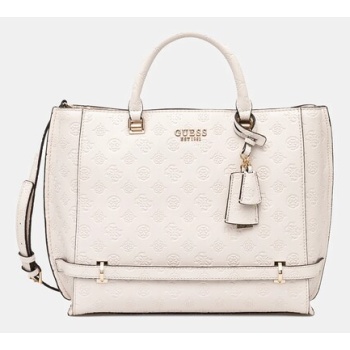 τσάντα guess zarela χρώμα άσπρο, hwpd96 30220 δερμάτινη