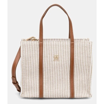 τσάντα tommy hilfiger χρώμα μπεζ, aw0aw17208 κύριο υλικό