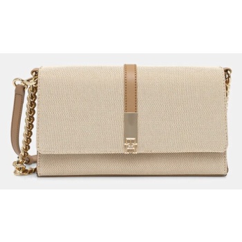τσάντα tommy hilfiger χρώμα μπεζ, aw0aw17622 60%