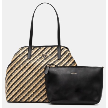 τσάντα guess vikky χρώμα μαύρο, hwws93 18290 υφαντικό