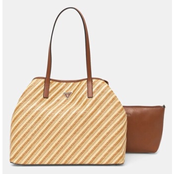 τσάντα guess vikky χρώμα καφέ, hwws93 18290 υφαντικό