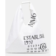 βαμβακερή τσάντα mm6 maison margiela classic japanese handbag χρώμα: άσπρο, s54wd0039 κύριο υλικό: 1