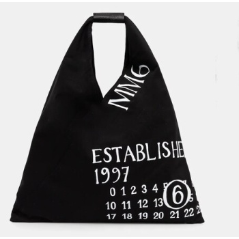 βαμβακερή τσάντα mm6 maison margiela χρώμα μαύρο