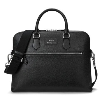 δερμάτινη τσάντα polo ralph lauren χρώμα μαύρο, 405962458