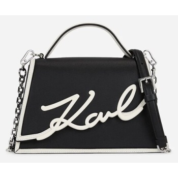 δερμάτινη τσάντα karl lagerfeld χρώμα μαύρο, a1w30224