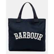 βαμβακερή τσάντα barbour χρώμα: ναυτικό μπλε, lba0414ny91 100% βαμβάκι