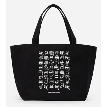 βαμβακερή τσάντα karl lagerfeld χρώμα μαύρο, a2w50023