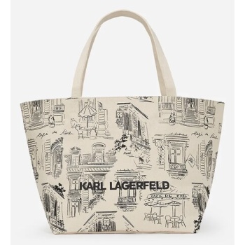 βαμβακερή τσάντα karl lagerfeld χρώμα μπεζ, a2w50036 60%