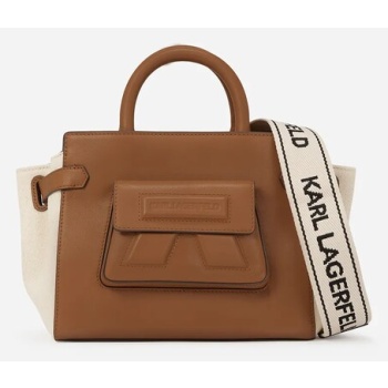 τσάντα karl lagerfeld χρώμα καφέ, a2w30169 βαμβάκι, φυσικό