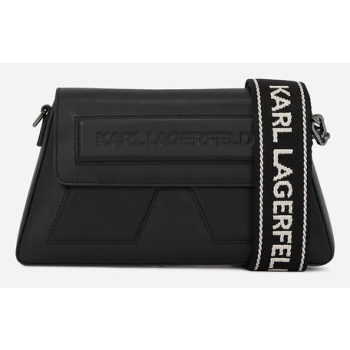 δερμάτινη τσάντα karl lagerfeld χρώμα μαύρο, a2w30198 100%