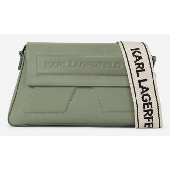 δερμάτινη τσάντα karl lagerfeld χρώμα πράσινο, a2w30198