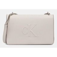 τσάντα calvin klein jeans χρώμα: μπεζ, lv04k3035g κύριο υλικό: 100% πολυουρεθάνη