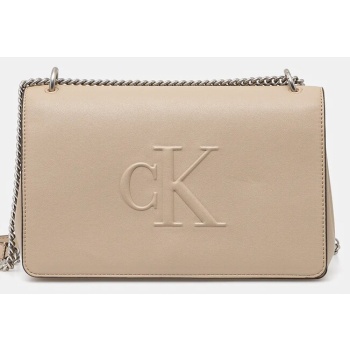 τσάντα calvin klein jeans χρώμα μπεζ, lv04k3035g κύριο