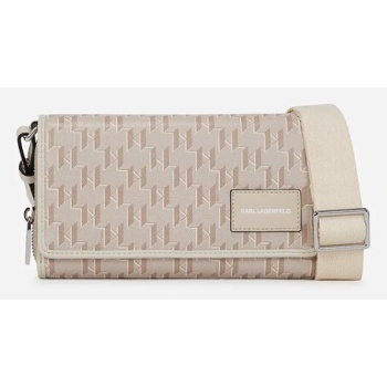 τσάντα karl lagerfeld χρώμα μπεζ, a2w32015 υφαντικό υλικό