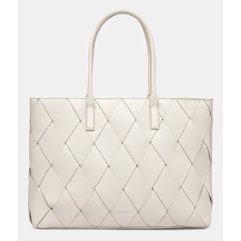 τσάντα calvin klein χρώμα μπεζ, k60k612994 κύριο υλικό