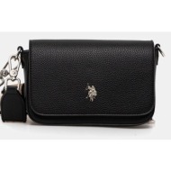 τσάντα u.s. polo assn. mansion χρώμα: μαύρο, beue58718wvp 100% πολυουρεθάνη