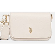 τσάντα u.s. polo assn. mansion χρώμα: μπεζ, beue58718wvp 100% πολυουρεθάνη