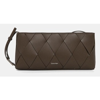 τσάντα calvin klein χρώμα καφέ, k60k612992 κύριο υλικό