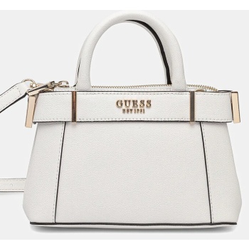 τσάντα guess anadela χρώμα άσπρο, hwbg96 33760 δερμάτινη