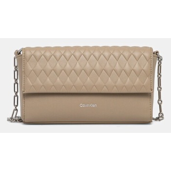 τσάντα calvin klein χρώμα μπεζ, k60k612995 κύριο υλικό