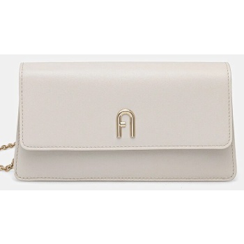 δερμάτινη τσάντα furla χρώμα γκρι, we00649.bx2658.y3000