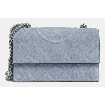 τσάντα tory burch fleming denim small χρώμα μπλε