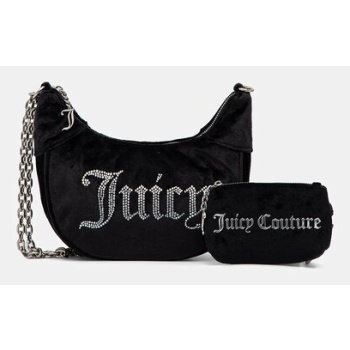 βελούδινη τσάντα juicy couture kimberly χρώμα μαύρο