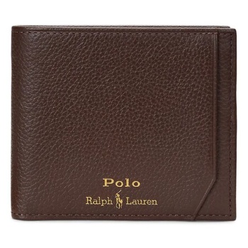 δερμάτινο πορτοφόλι polo ralph lauren ανδρικό, χρώμα καφέ