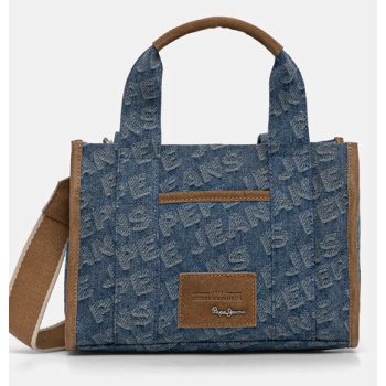 τσάντα pepe jeans zadie denim χρώμα μπλε, pl031627 κύριο