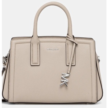 δερμάτινη τσάντα michael michael kors χρώμα μπεζ