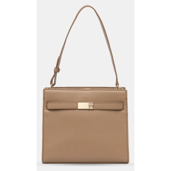 τσάντα tommy hilfiger χρώμα μπεζ, aw0aw17182 κύριο υλικό
