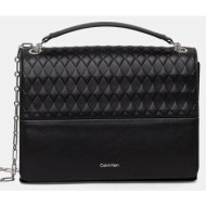 τσάντα calvin klein χρώμα: μαύρο, k60k612996 δερμάτινη απομίμηση