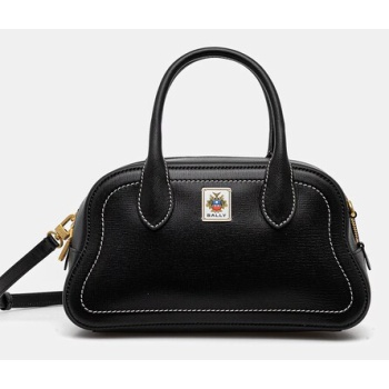 δερμάτινη τσάντα bally χρώμα μαύρο, was02l φυσικό δέρμα