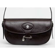 δερμάτινη τσάντα bally χρώμα: καφέ, was02z 100% φυσικό δέρμα