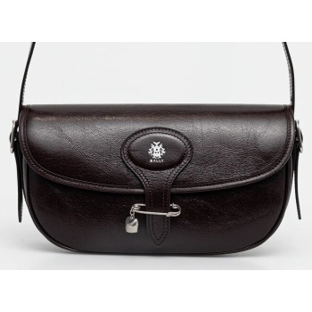 δερμάτινη τσάντα bally χρώμα καφέ, was02z 100% φυσικό δέρμα