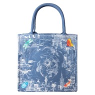 τσάντα lilou χρώμα: πολύχρωμο, shop/med/canvas/blue/light/30 υφαντικό υλικό