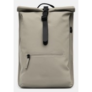 σακίδιο πλάτης rains rolltop rucksack w3 χρώμα: πράσινο, 13320 συνθετικό ύφασμα