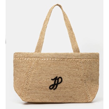 τσάντα patou χρώμα μπεζ, ac0920215 κύριο υλικό 100%