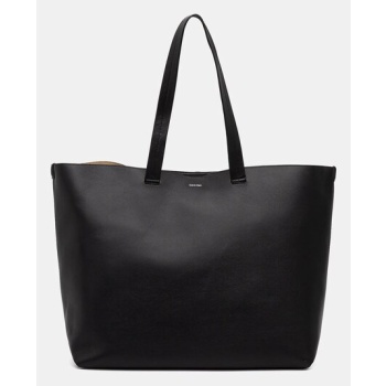 δερμάτινη τσάντα calvin klein χρώμα μαύρο, k50k512894