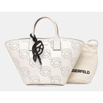 δερμάτινη τσάντα karl lagerfeld χρώμα μπεζ, a1w30492 κύριο